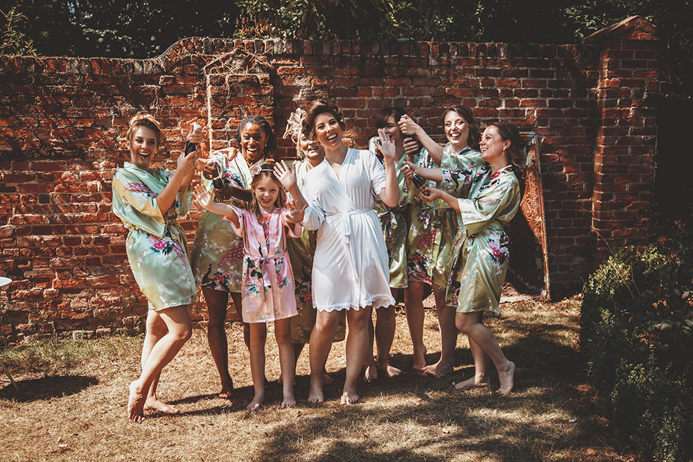 Bride Bridesmaids Prep Robes Dressing Gowns Summer Sunflower Rustic Wedding Masha Unwerth