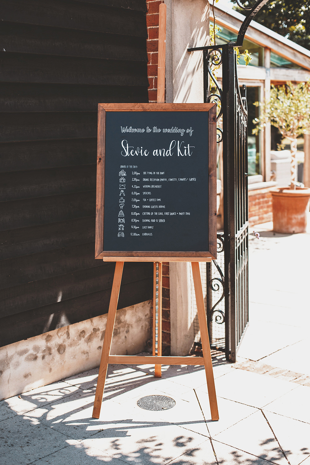 Chalk Black Board Sign Welcome Easel Timings Summer Sunflower Rustic Wedding Masha Unwerth