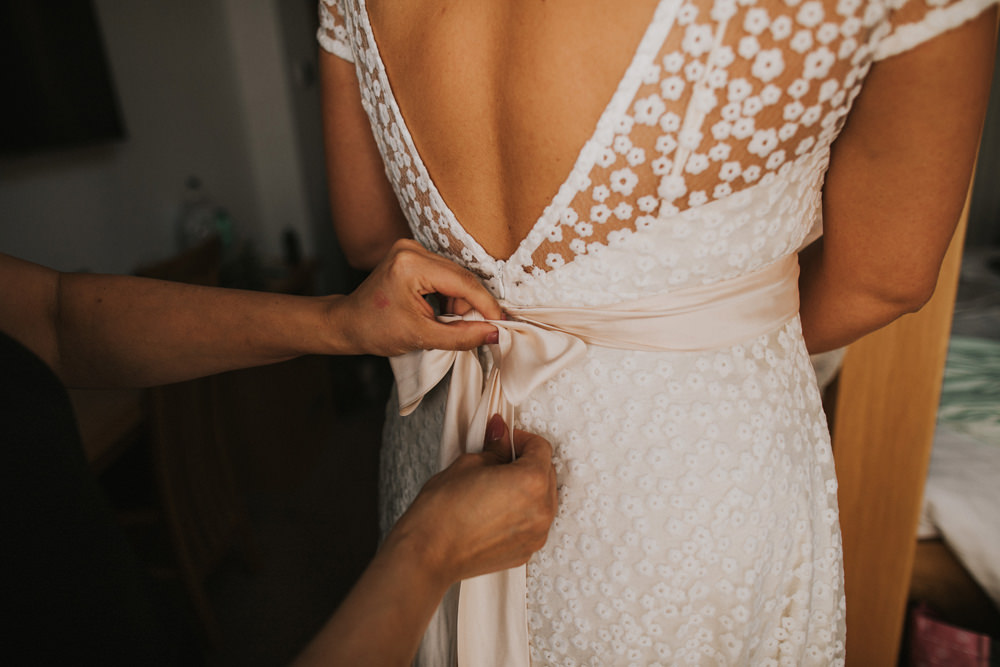 Bride Bridal Floral Low Back Dress Pink Sash Tewin Bury Farm Wedding Brook Rose Photography
