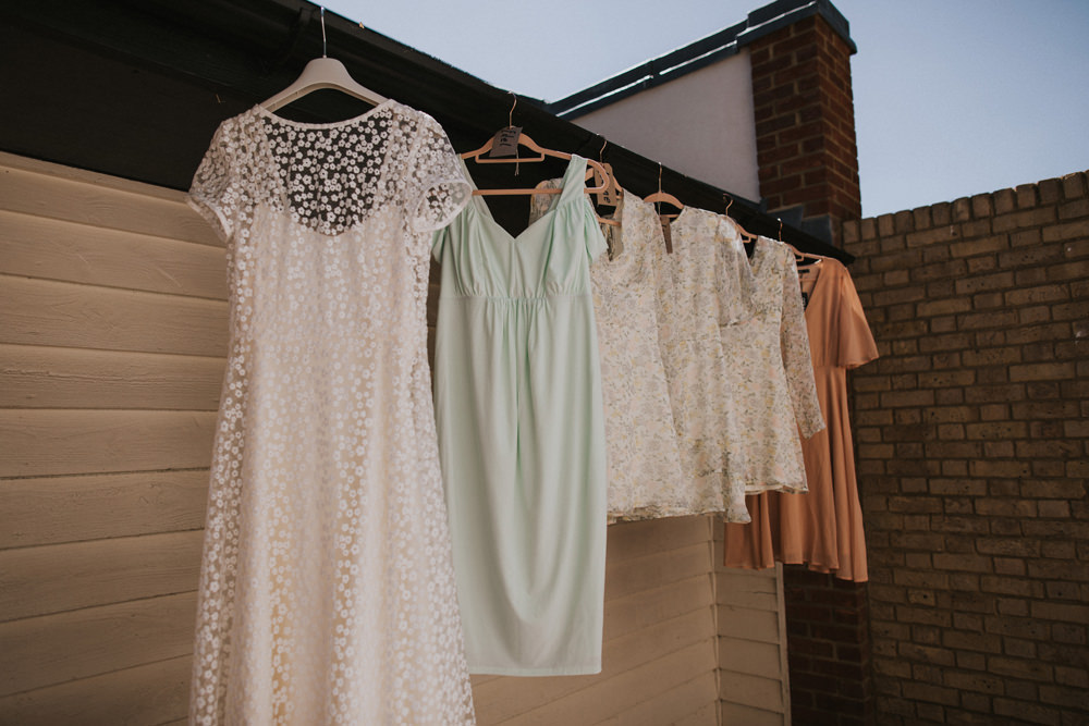 Bride Bridal Bridesmaids Sage Blush Short Dress Gown Tewin Bury Farm Wedding Brook Rose Photography