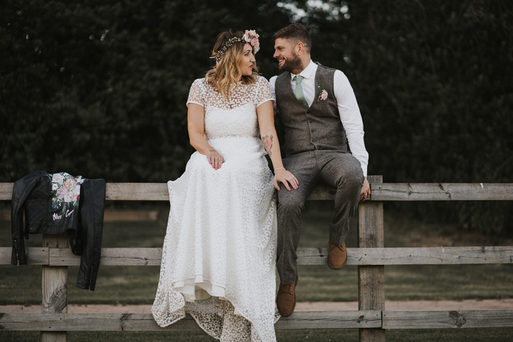 Bride Bridal Flower Crown Lace Sweetheart Neckline Waistcoat Groom Tewin Bury Farm Wedding Brook Rose Photography