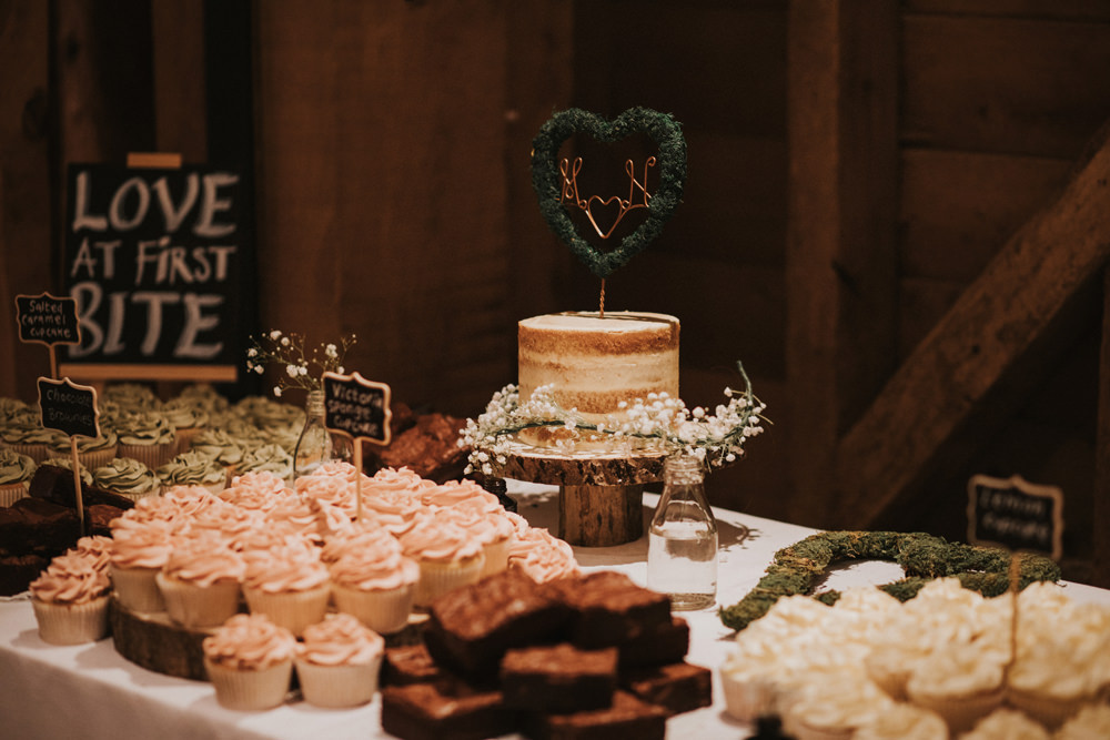 Cake Table Semi Naked Cake Copper Wire Topper Tewin Bury Farm Wedding Brook Rose Photography