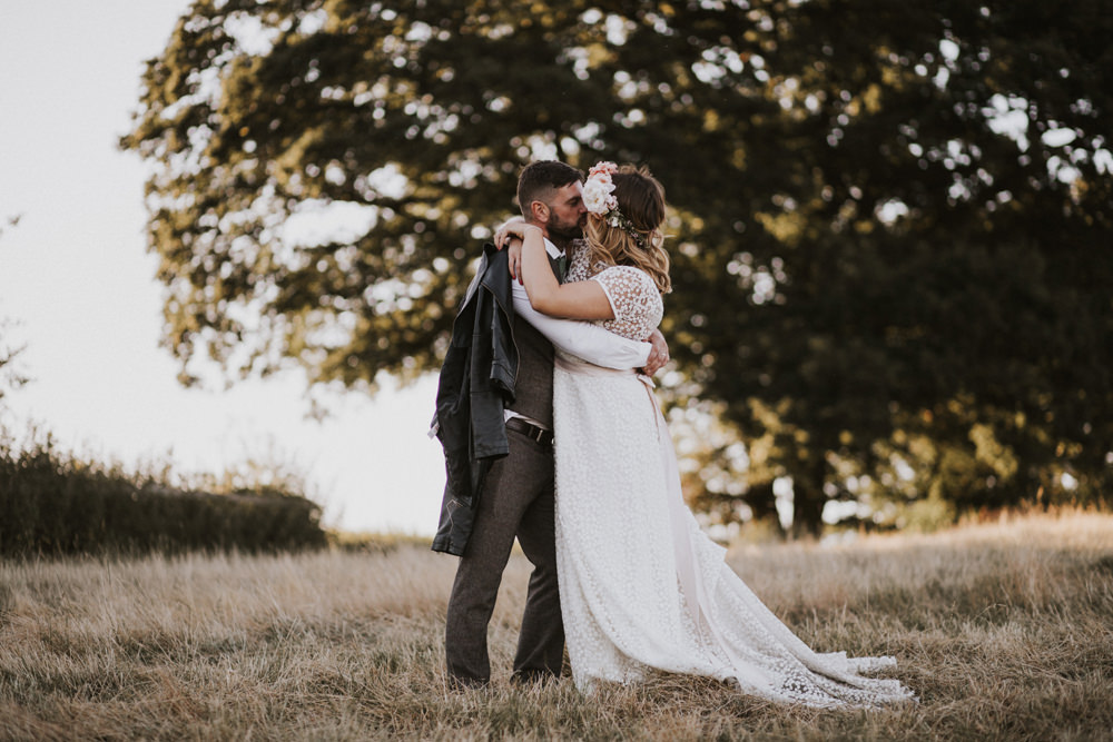 Bride Bridal Flower Crown Lace Sweetheart Neckline Waistcoat Groom Tewin Bury Farm Wedding Brook Rose Photography