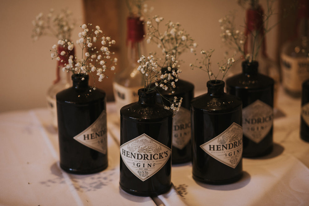 Hendricks Bottles Gypsophila Tewin Bury Farm Wedding Brook Rose Photography