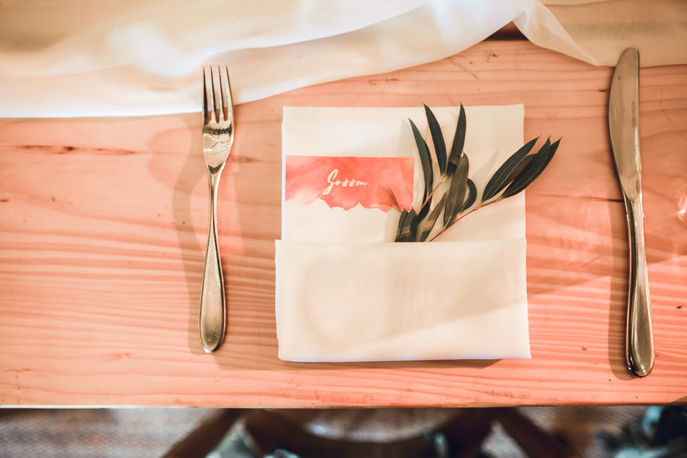 Watercolour Stationery Menu Place Setting Tipi Garden Wedding Amy Jordison Photography