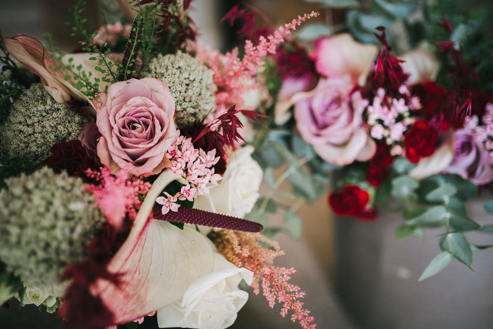 Bouquets Flowers Bride Bridal Pink Red Rose Astilbe Lily Tipi Garden Wedding Amy Jordison Photography