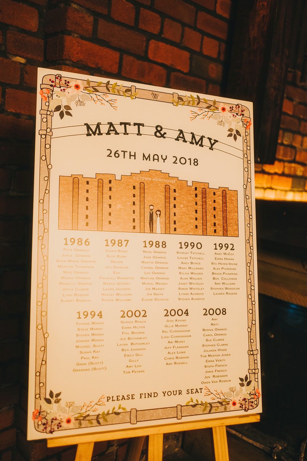 Seating Plan Table Chart Stationery Design Victoria Warehouse Wedding Manchester Kate McCarthy Photography