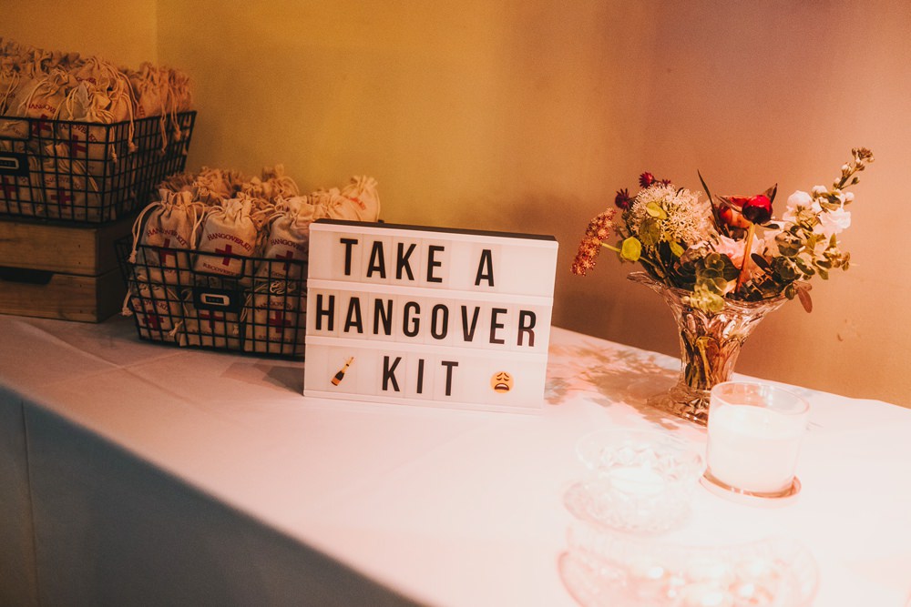Hangover Kit Station Bag Victoria Warehouse Wedding Manchester Kate McCarthy Photography