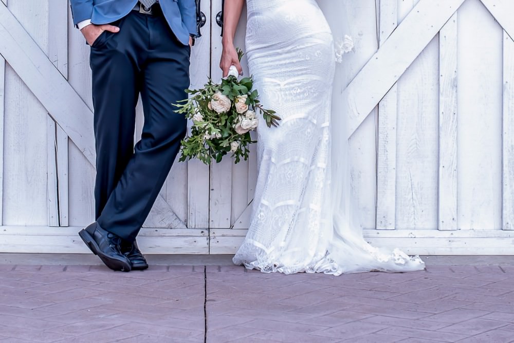 Bride Bridal Dress Gown Embroidered Mismatched Blue Groom Greenery Bouquet White Sparrow Barn Wedding White Blue Ideas Si Creative Photography