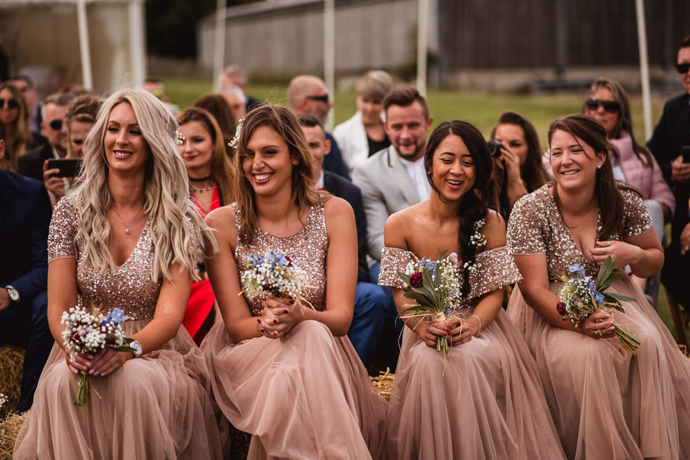 Pink Blush Sequin Bridesmaids Posy Wilkswood Farm Wedding Robin Goodlad Photography