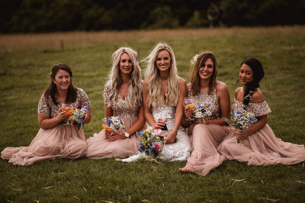 Bride Bridal Grace Loves Lace Rosa Sleeveless Dress Gown Boho Pink Blush Sequin Bridesmaids Wilkswood Farm Wedding Robin Goodlad Photography