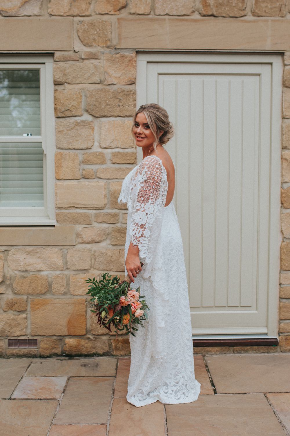 Dress Gown Bride Bridal Grace Loves Lace Sleeves Boho Bohemian Skirt Split Crab Lobster Wedding A Little Picture