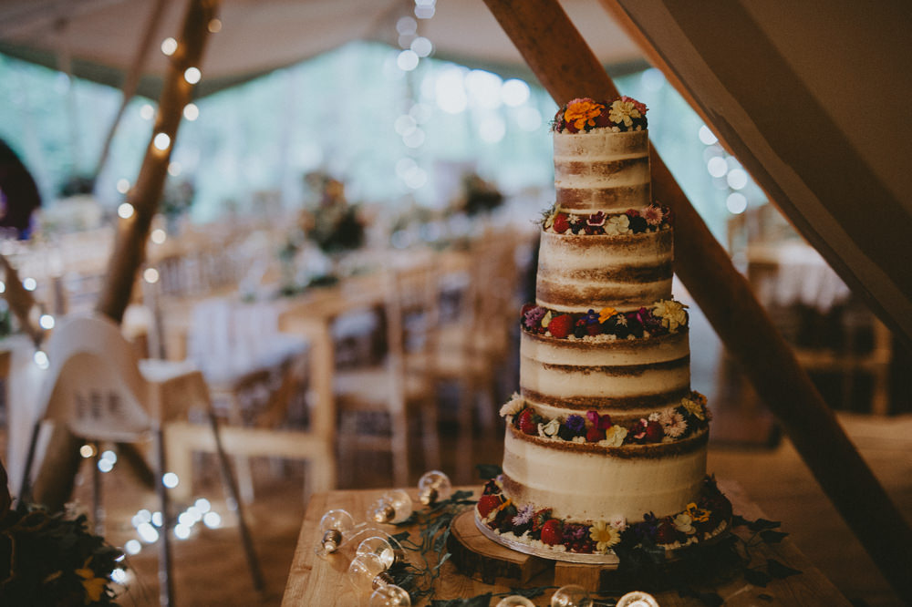 Semi Naked Cake Berries Buttercream Applewood Wedding Flawless Photography