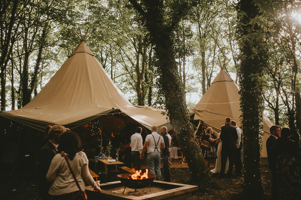 Tipi Woodland Outdoor Fire Pit Applewood Wedding Flawless Photography