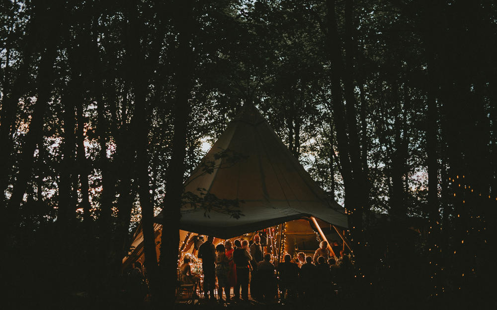 Tipi Woodland Outdoor Fairy Lights Applewood Wedding Flawless Photography