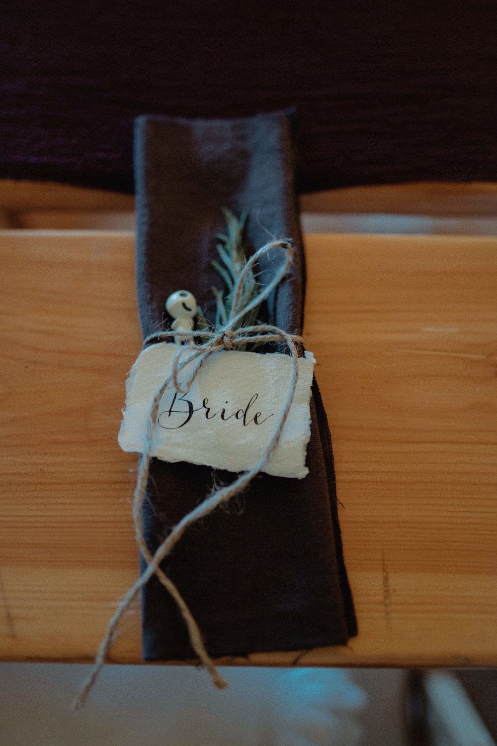 Calligraphy Place Name Napkin Rosemary Autumn Dark Red Wedding Belle Art Photography