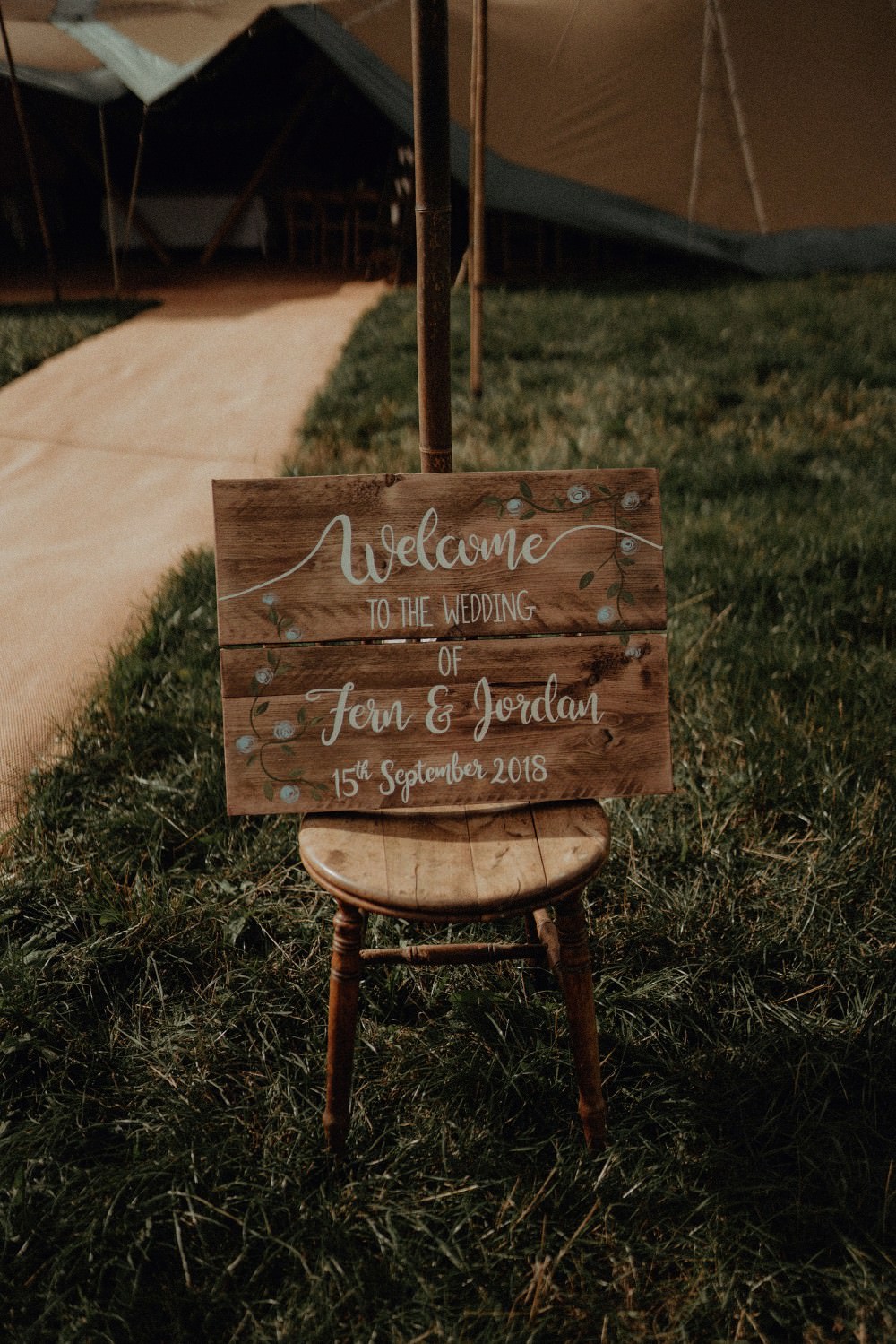 Wooden Rustic Calligraphy Sign Signage Autumn Dark Red Wedding Belle Art Photography