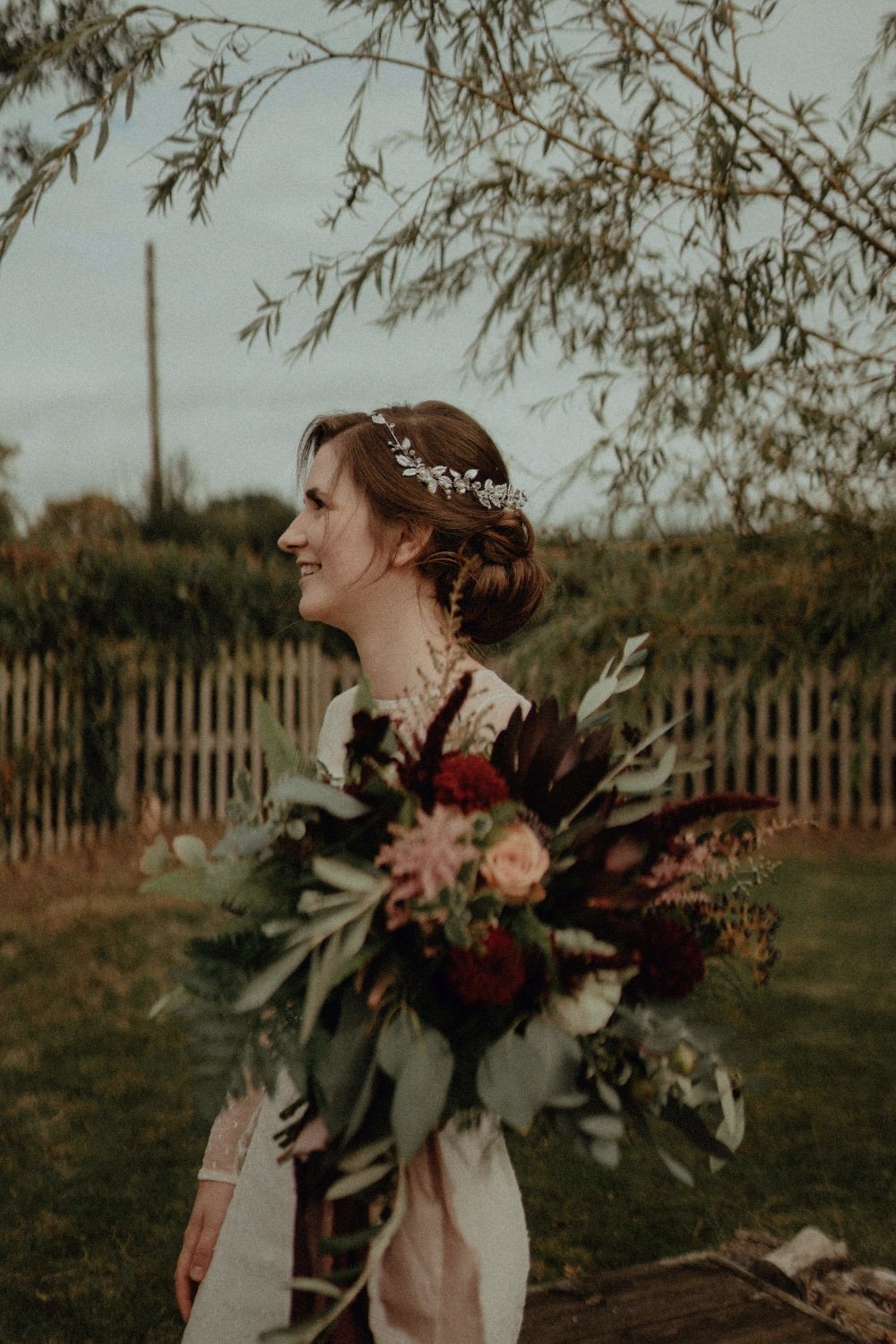 Bouquet Flowers Bride Bridal Burgundy Greenery Foliage Dahlia Astilbe Autumn Dark Red Wedding Belle Art Photography