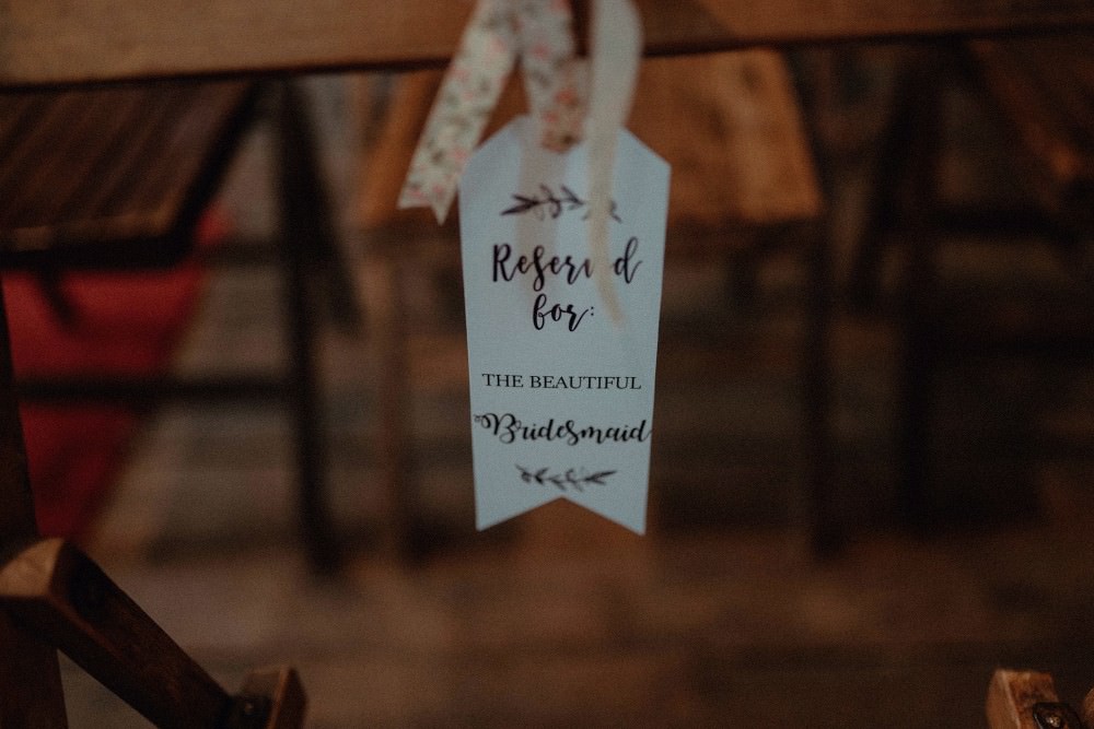 Reserved Seat Tag Chair Ceremony Autumn Dark Red Wedding Belle Art Photography