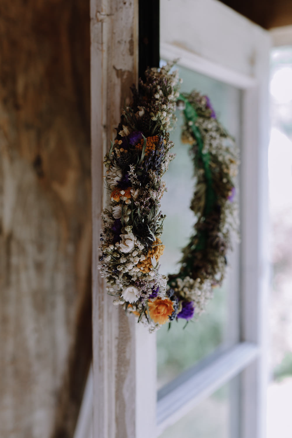 Bride Bridal Flower Crown Dried Flowers Boho Festival Wedding Matt Bowen Photography