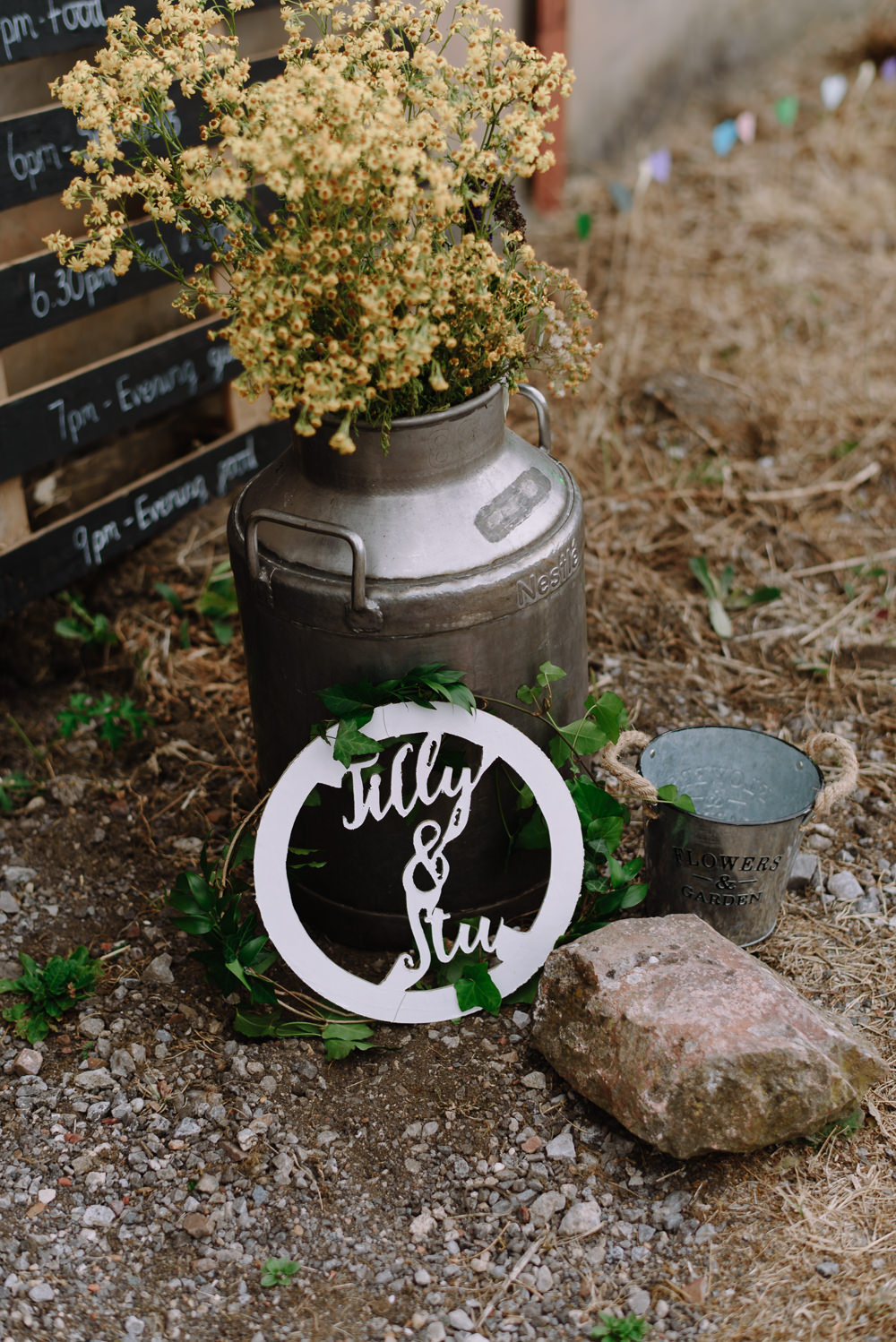 Milk Churn Flowers Wild Seasonal Boho Festival Wedding Matt Bowen Photography