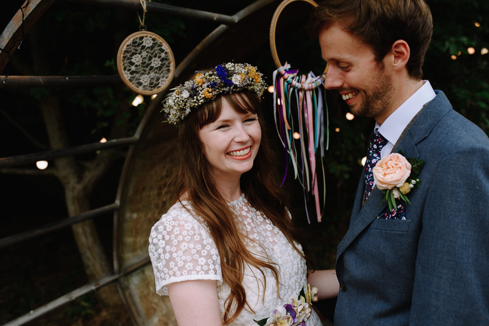 Bride Bridal Flower Crown Dried Flowers Boho Festival Wedding Matt Bowen Photography