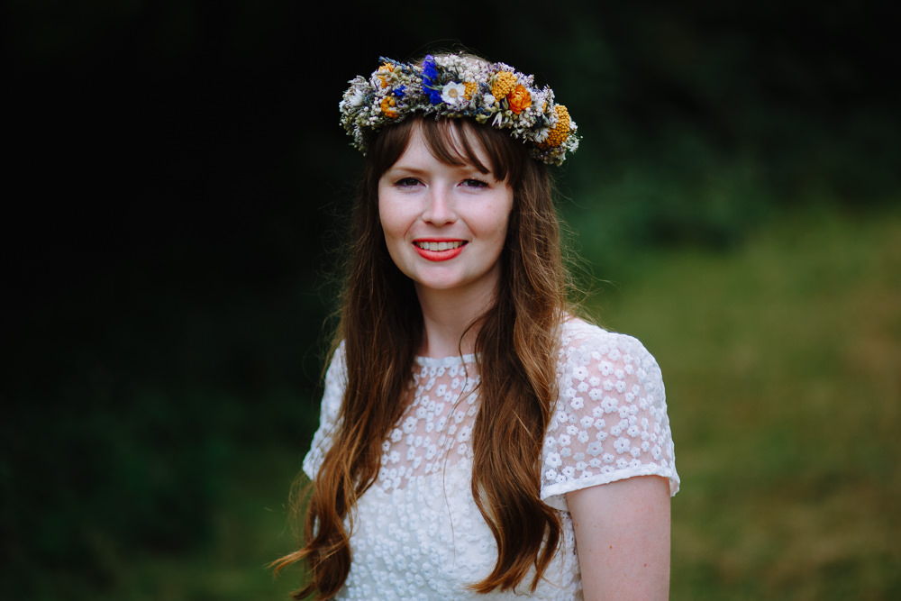 Bride Bridal Flower Crown Dried Flowers Boho Festival Wedding Matt Bowen Photography