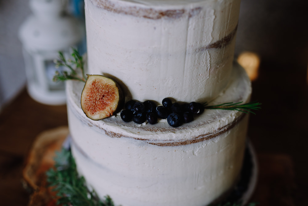 Semi Naked Cake Greenery Foliage Fruit Boho Festival Wedding Matt Bowen Photography