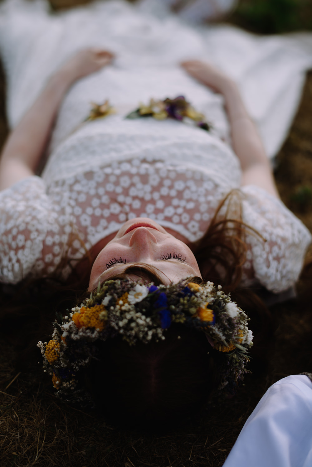 Bride Bridal Flower Crown Dried Flowers Boho Festival Wedding Matt Bowen Photography