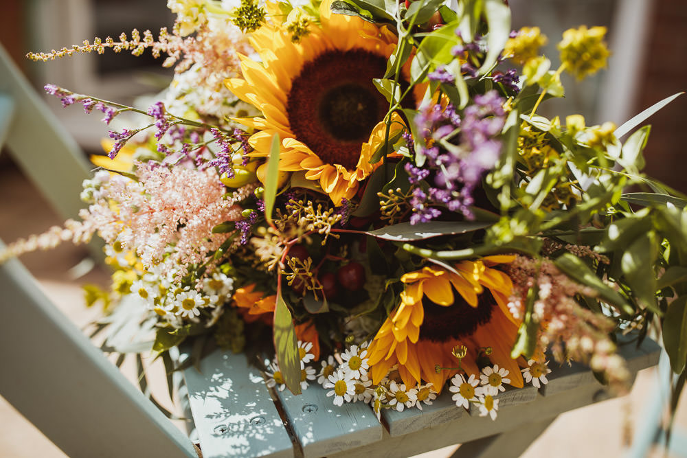 Sunflower Bouquet Flowers Bride Bridal Country Wild Cannon Hall Wedding Neil Jackson Photographic