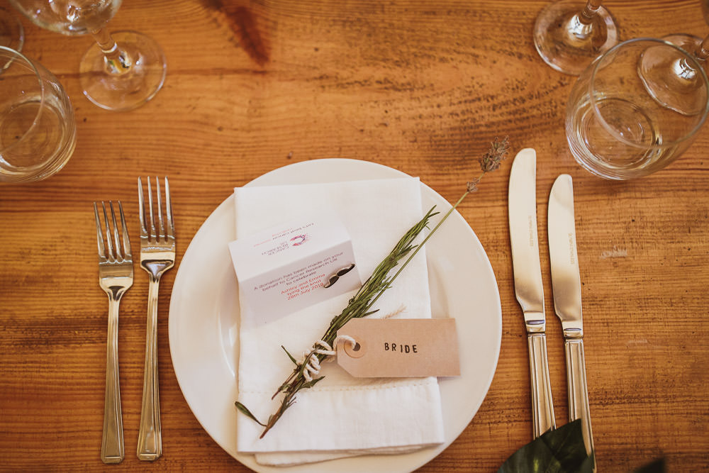 Rosemary Place Setting Luggage Tag Cannon Hall Wedding Neil Jackson Photographic