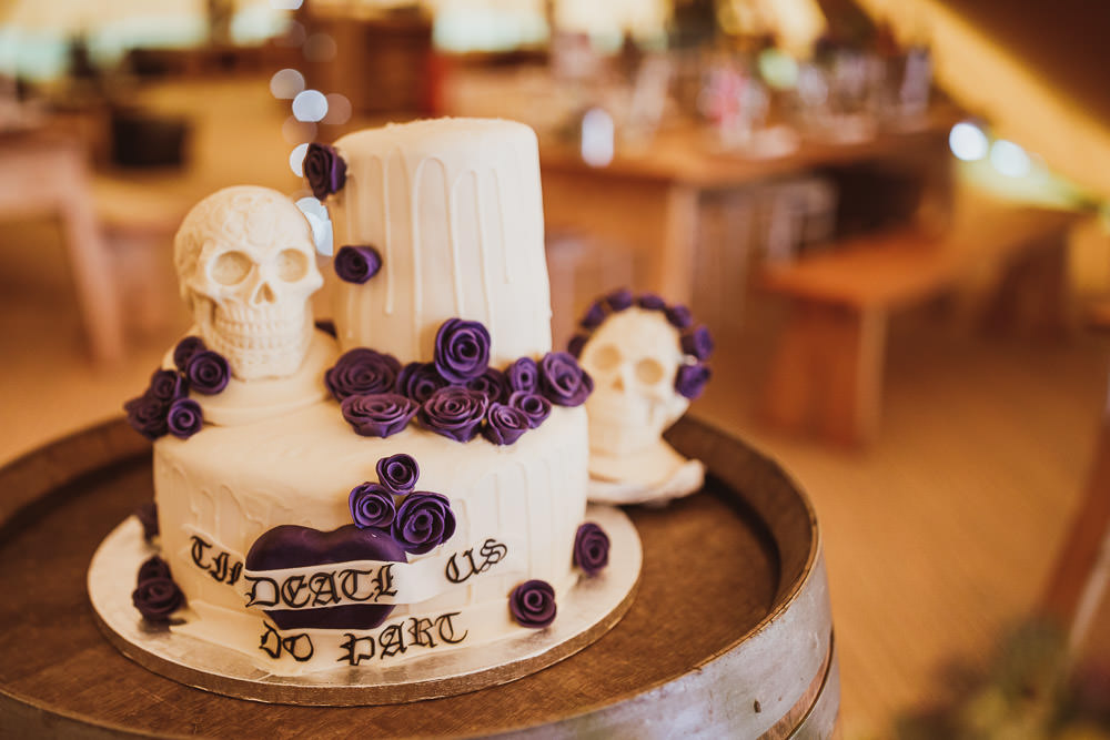 Til Death Us Do Part Chocolate Drip Cake Skulls Cannon Hall Wedding Neil Jackson Photographic