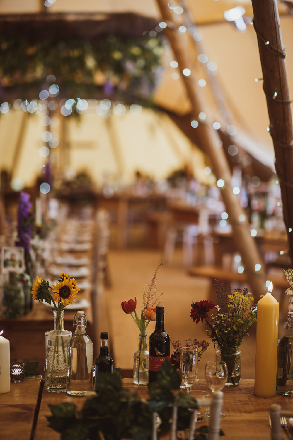 Tipi Fairy Lights Flowers Decor Cannon Hall Wedding Neil Jackson Photographic