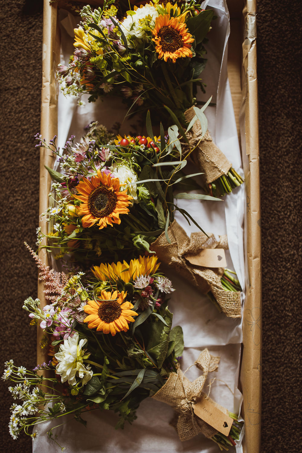 Sunflower Bouquet Flowers Bride Bridal Country Wild Cannon Hall Wedding Neil Jackson Photographic
