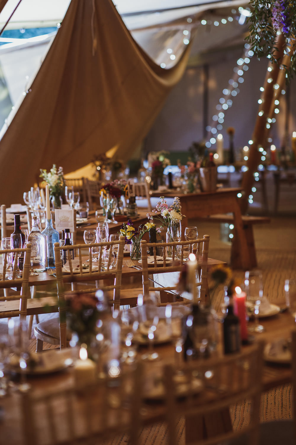 Tipi Fairy Lights Flowers Decor Cannon Hall Wedding Neil Jackson Photographic