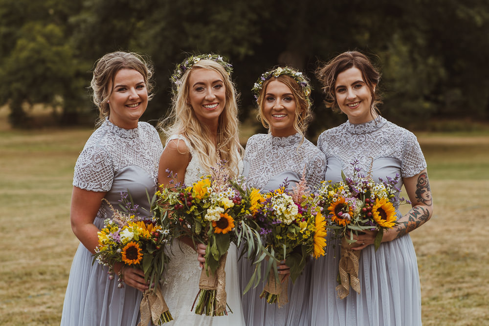 Sunflower Bouquet Flowers Bride Bridal Country Wild Bridesmaids Cannon Hall Wedding Neil Jackson Photographic