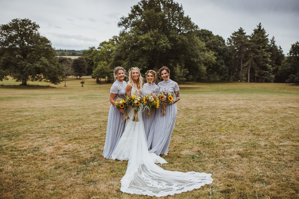 Bridesmaids Lace Dress Sleeves Grey Lilac Cannon Hall Wedding Neil Jackson Photographic