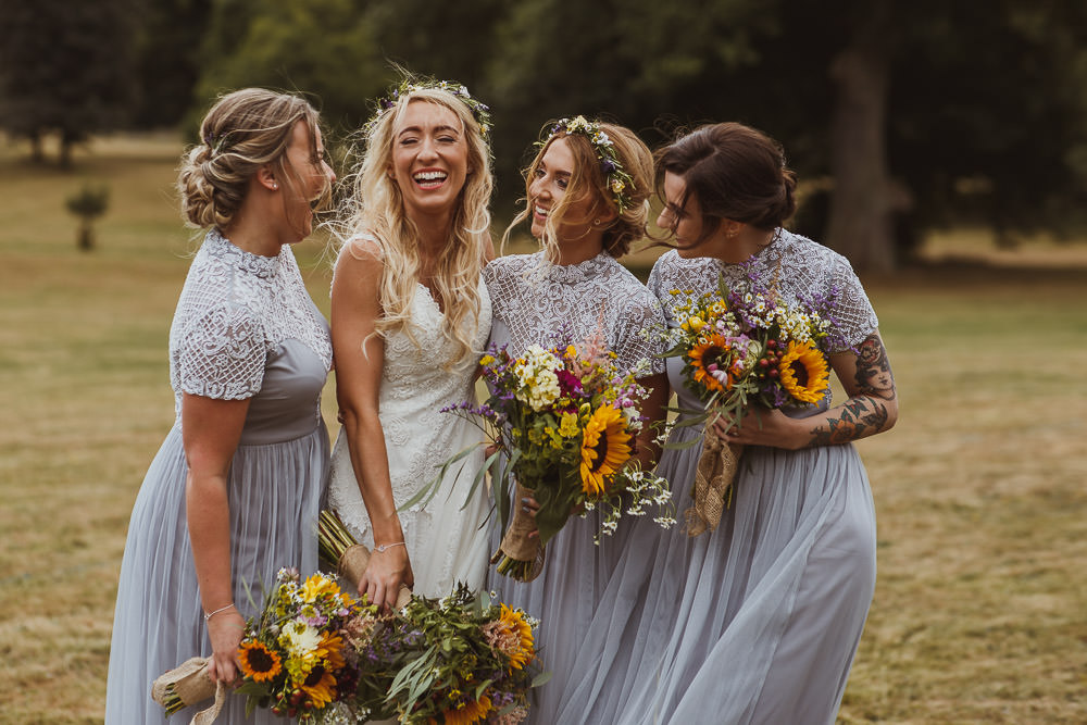 Bridesmaids Lace Dress Sleeves Grey Lilac Cannon Hall Wedding Neil Jackson Photographic