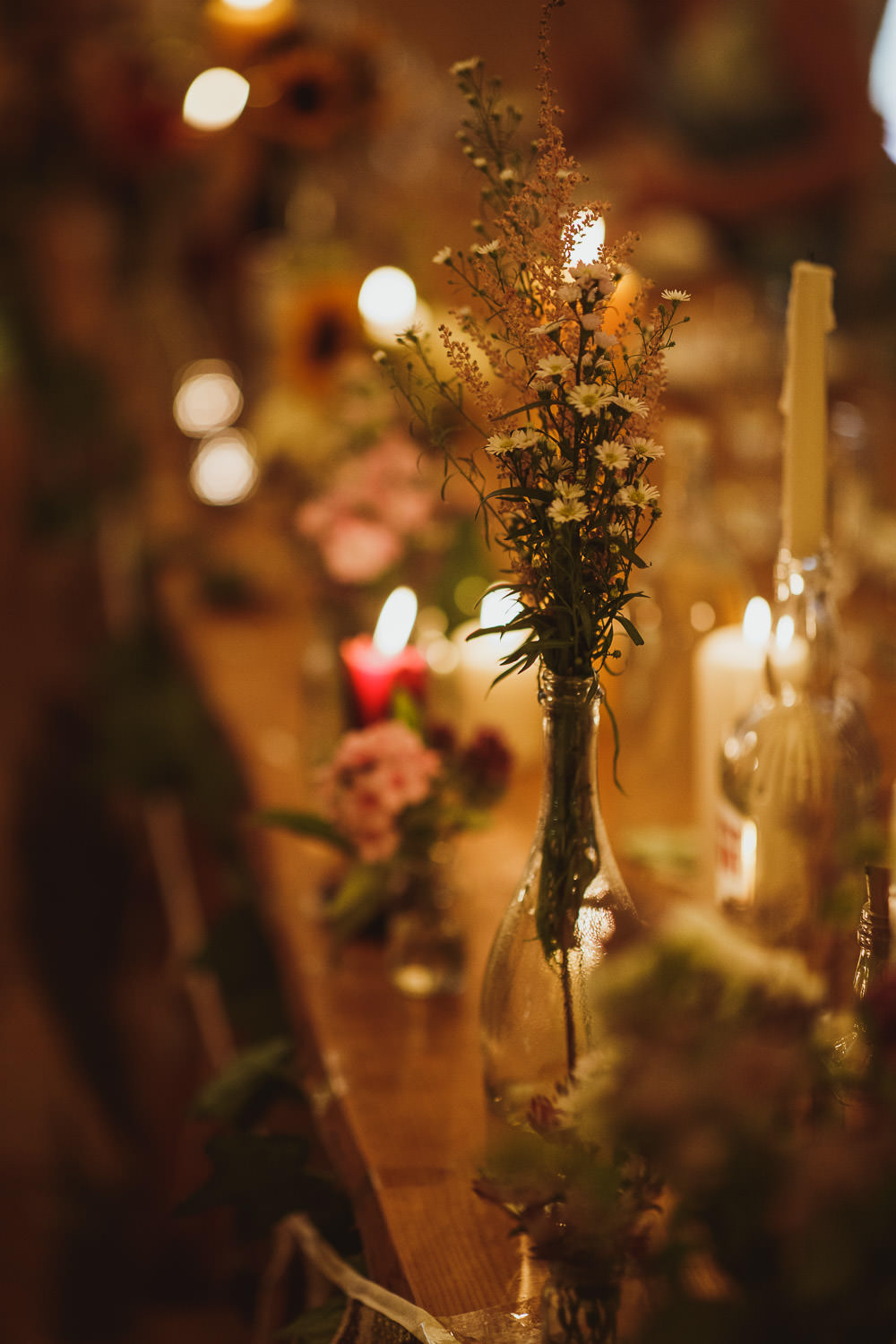 Candles Flowers Table Decor Evening Cannon Hall Wedding Neil Jackson Photographic