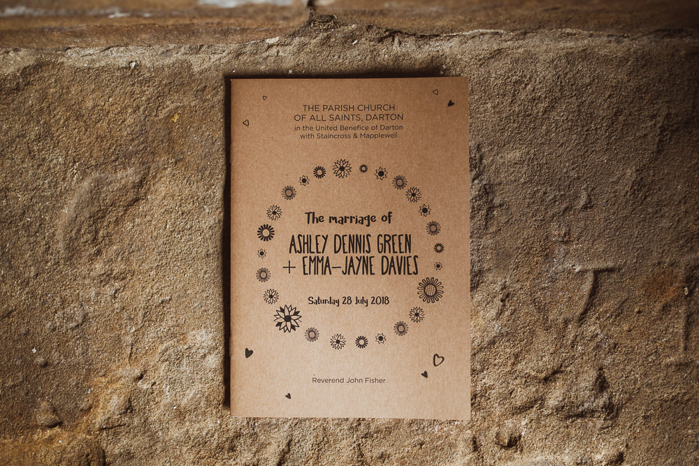 Stationery Booklet Order Service Kraft Brown Paper Cannon Hall Wedding Neil Jackson Photographic