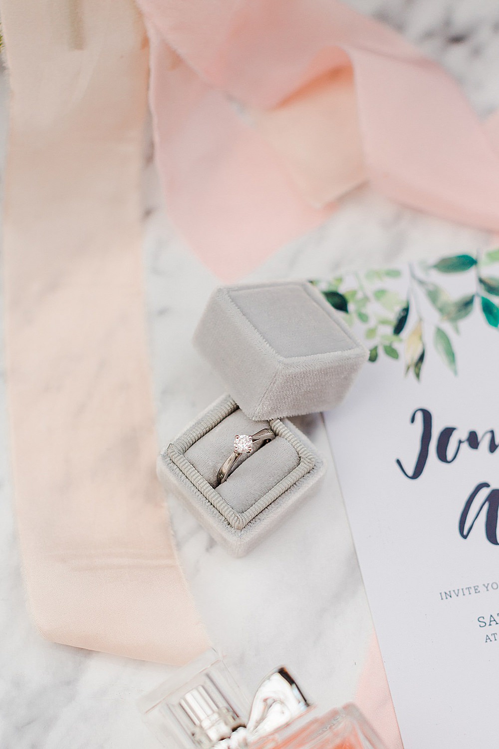 Grey Velvet Ring Box Engagement Band Chiltern Open Air Museum Wedding Terri & Lori Fine Art Photography