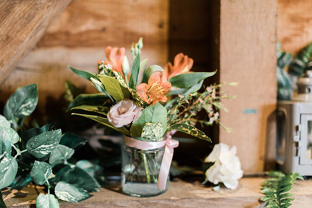 Jar Flowers Decor Chiltern Open Air Museum Wedding Terri & Lori Fine Art Photography