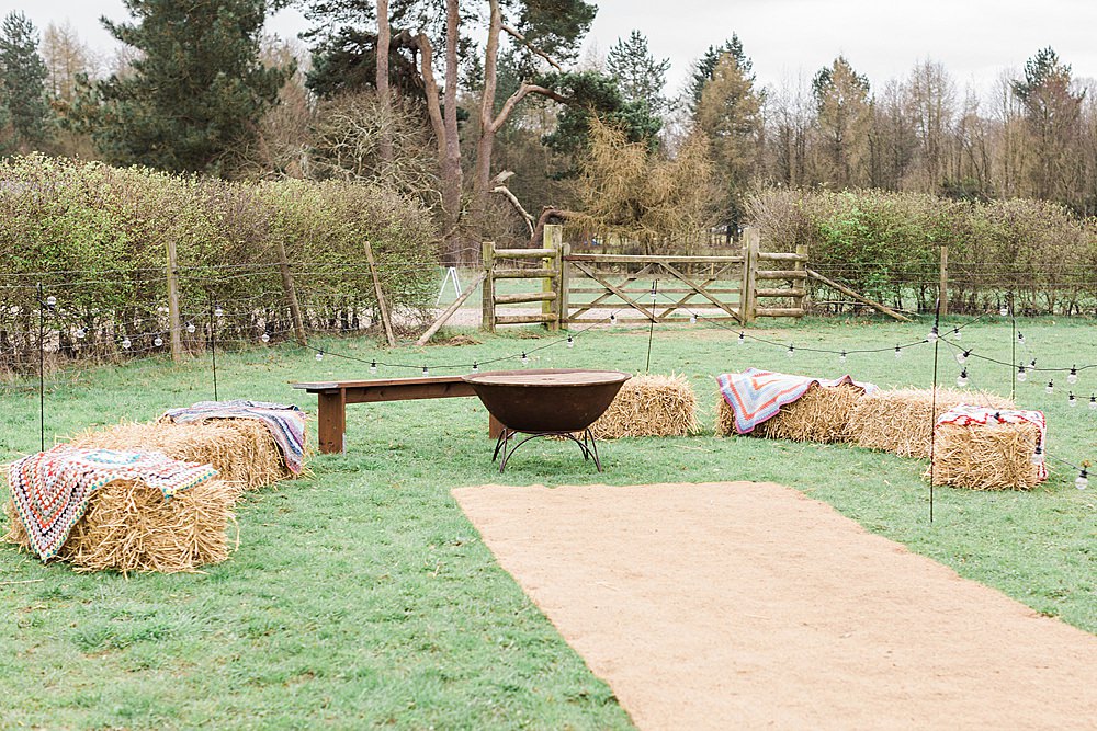 Fire Pit Hay Bales Festoon Lights Outdoor Chiltern Open Air Museum Wedding Terri & Lori Fine Art Photography
