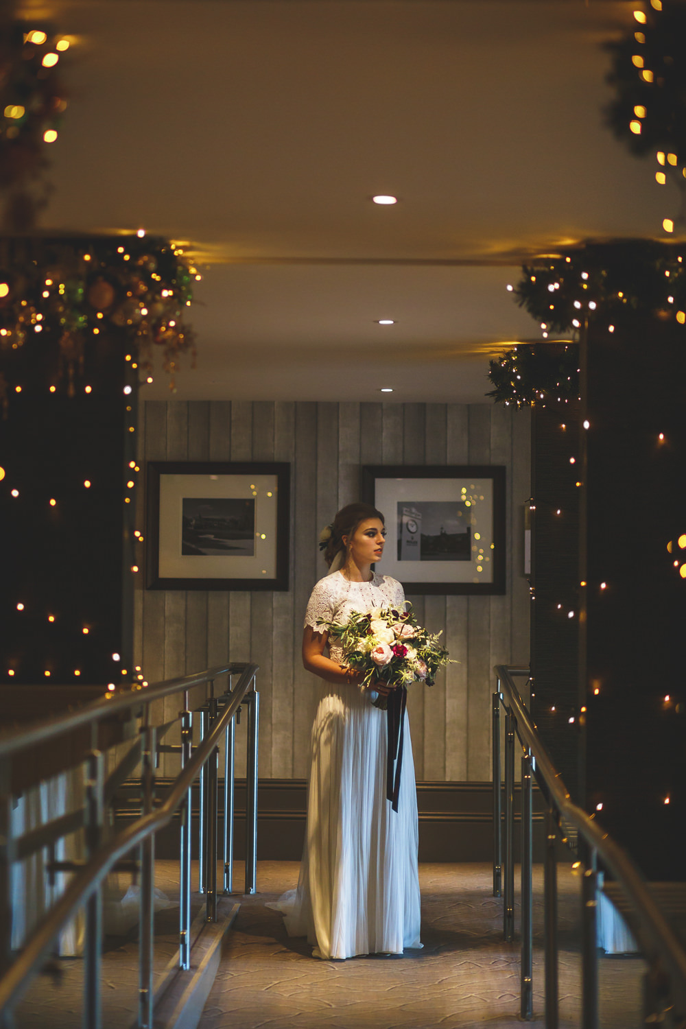Dress Gown Bride Bridal Catherine Deane Skirt Top Separates Christmas Wedding Gareth Newstead Photography