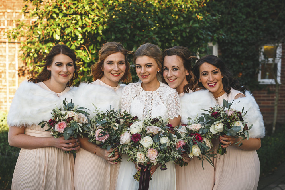 Bridesmaid Dress Dresses Pink Fur Stole Christmas Wedding Gareth Newstead Photography