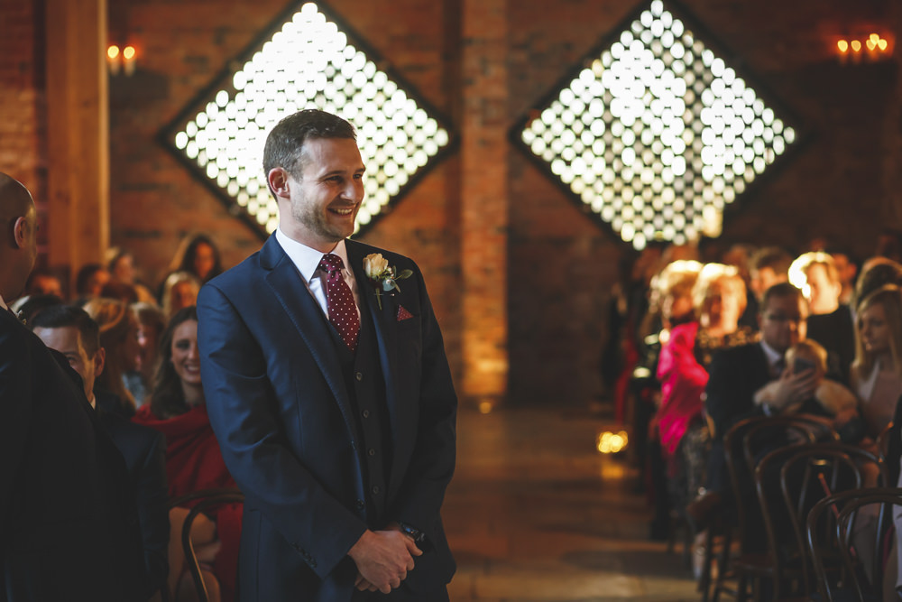Groom Suit Groomsmen Navy Red Ties Christmas Wedding Gareth Newstead Photography