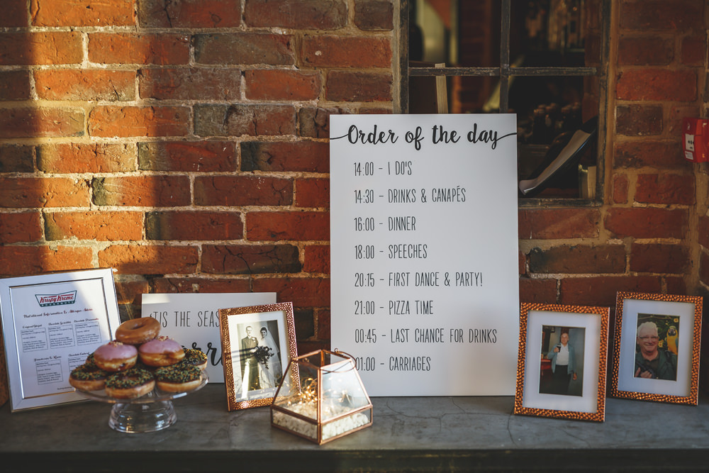 Order of the Day Sign Signage Christmas Wedding Gareth Newstead Photography