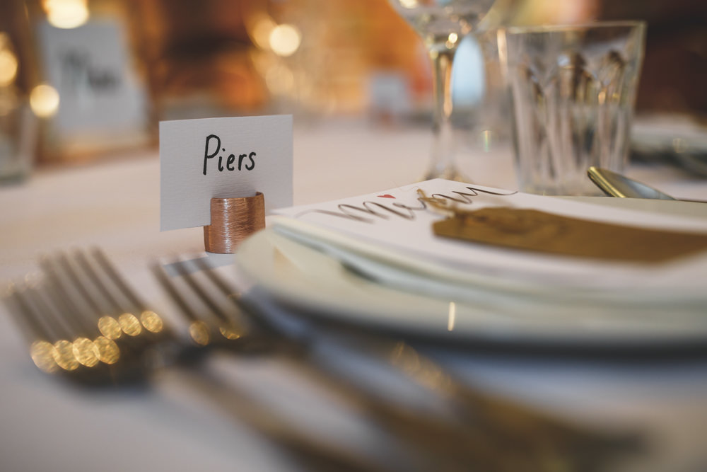 Place Name Setting Copper Christmas Wedding Gareth Newstead Photography
