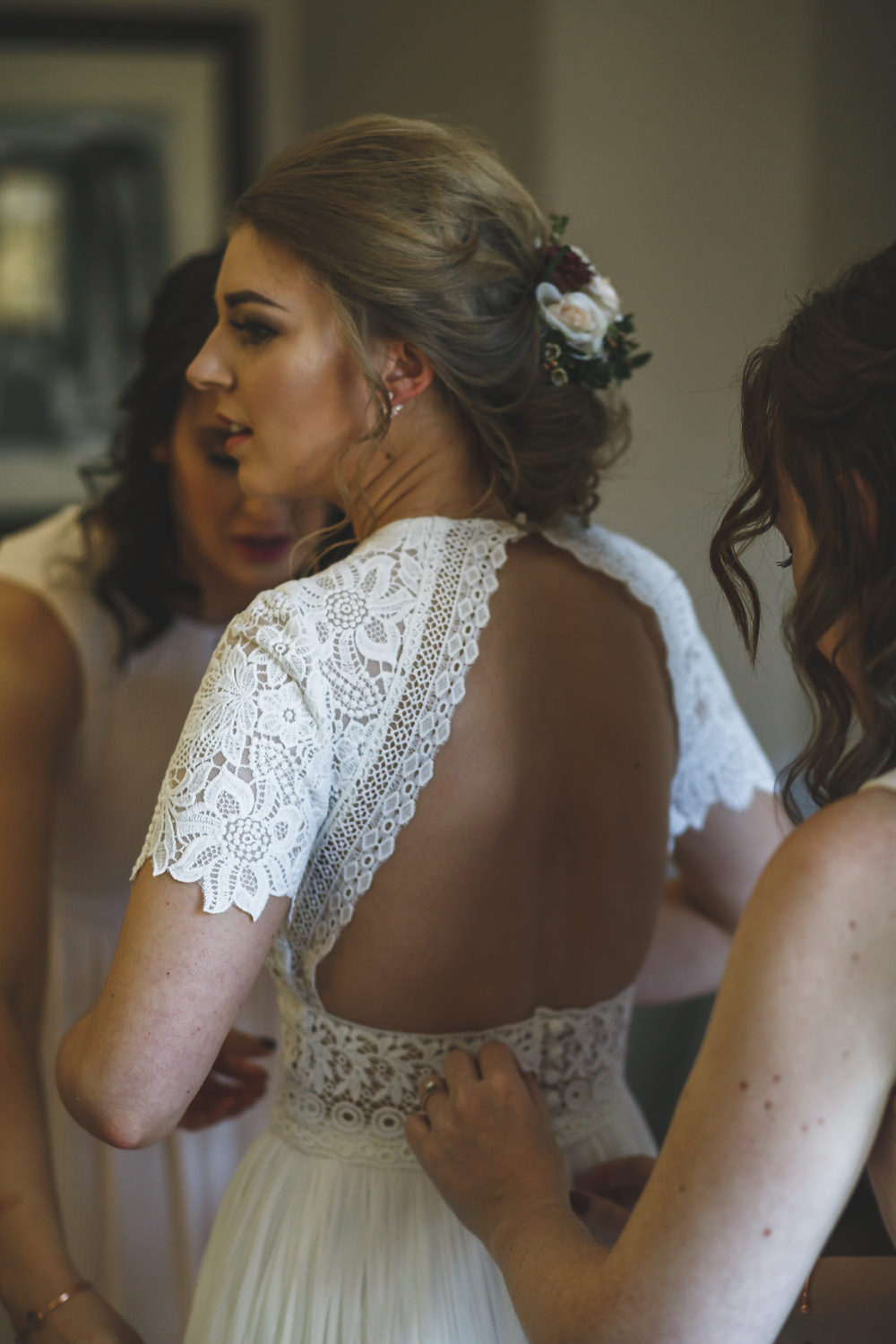 Dress Gown Bride Bridal Catherine Deane Skirt Top Separates Lace Christmas Wedding Gareth Newstead Photography