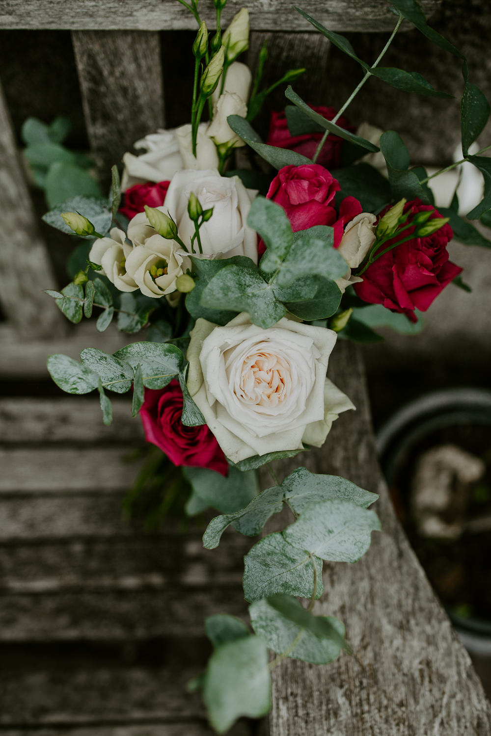 Bride Bridal Bouquet Flowers Greenery Foliage Red Rose City Cathedral Country Marquee Wedding Siobhan Beales Photography